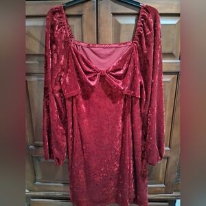 Elegant Red Velvet Looking Dress By SHEIN. 4X Good Condition.